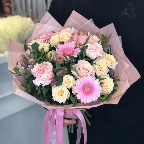 Букет цветов Розовый вечер №163 - Фото 1