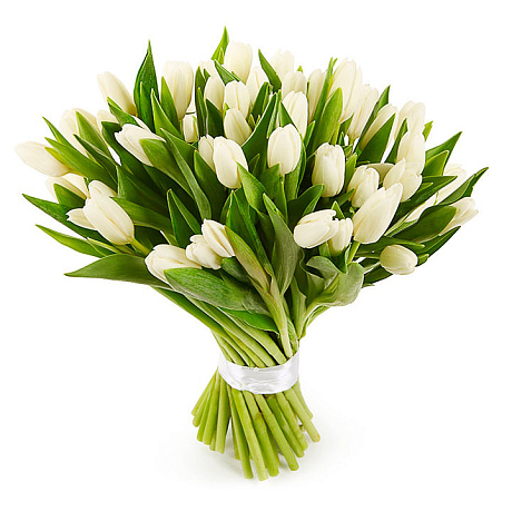 Букет белых тюльпанов Снежинка - Фото 1