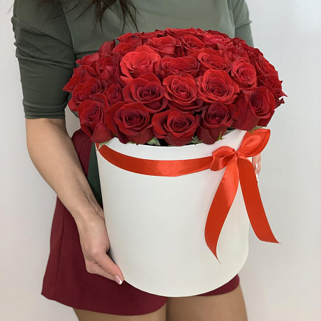 Коробка с красными розами №162 - Фото 1