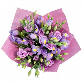 Мужской букет из ирисов и эустом