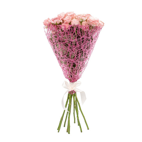 Букет 9 розовых пионовидных роз Бомбастик - Фото 1