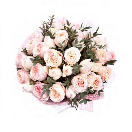 Букет из 35 пионовидных роз Джульетта и Пинк Охара - Фото 1