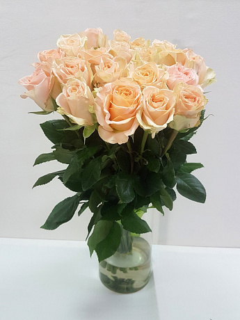 Букет 21 кремовая роза 60см - Фото 1