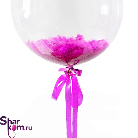 Прозрачный шар Сфера 3D Deco Bubble с розовыми перьями - Фото 1