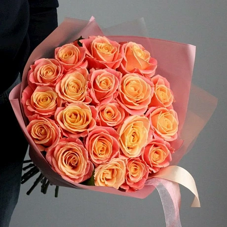 Букет из 21 роза Мисс Пигги - Фото 1