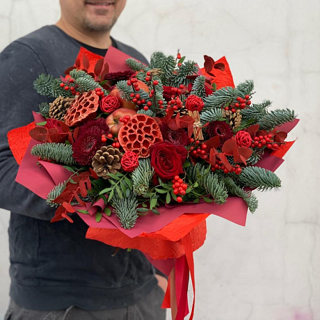 Букет цветов Зимний и красный - Фото 1