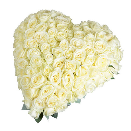 101 белая роза сердцем - Фото 1