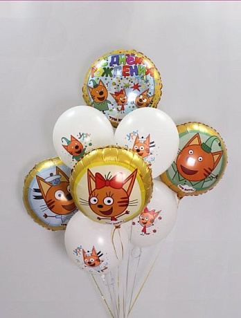 Композиция из шаров Три кота.Компот,Карамелька,Коржик - Фото 1
