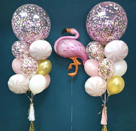 Композиция из шаров Красочное фламинго - Фото 1