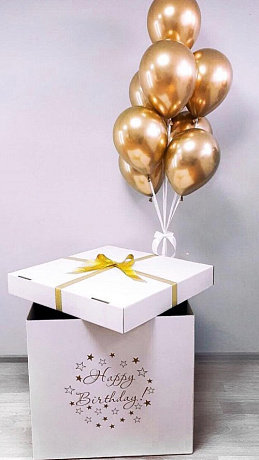 Коробка с шарами Сюрприз Золото - Фото 1