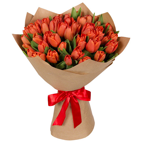 Букет из 45 красных тюльпанов - Фото 1