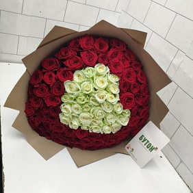 Сердца с розами 101шт