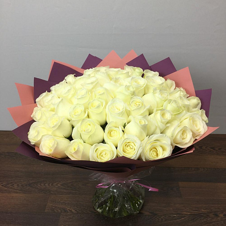 Букет из 51 белой розы №2 - Фото 1