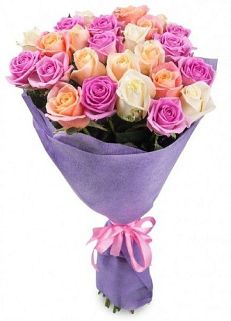 Букет из 21 разноцветной розы №2 - Фото 1