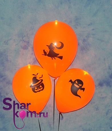 Латексные шары Оранжевое трио со светодиодами - Фото 1