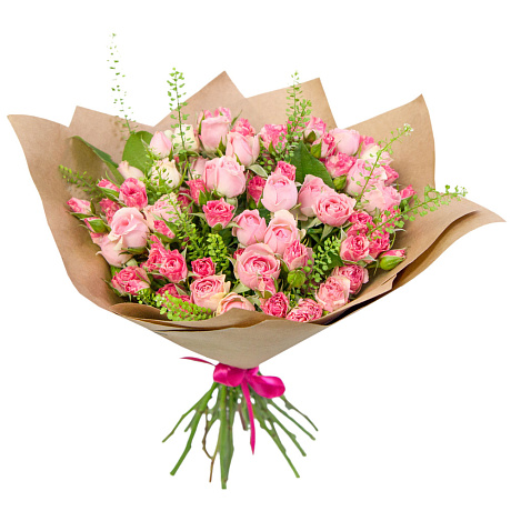 Букет из 9 розовых кустовых роз - Фото 1