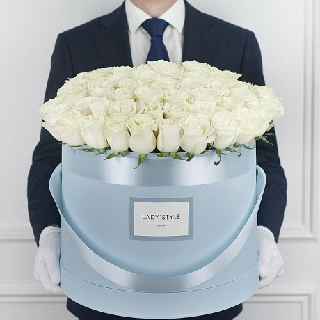 Эквадорские розы в шляпной коробке Maxi №162 - Фото 1