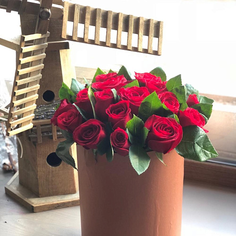 Коробка с красными розами №160 - Фото 1