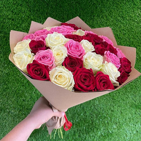 Букет из 35 роз микс №160 - Фото 1