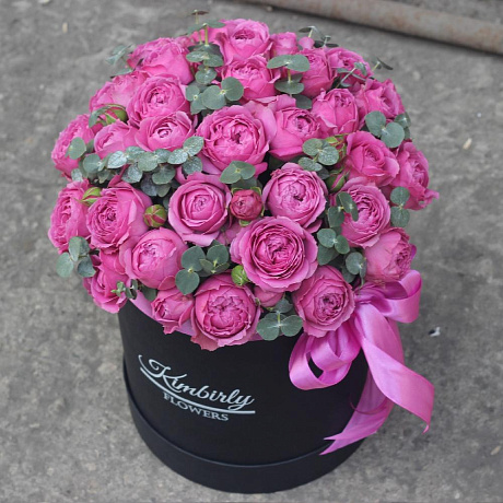 19 пионовидных роз в коробке - Фото 1