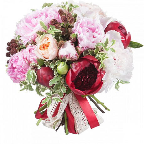 Букет из пионов и роз Дэвида Остина - Фото 1