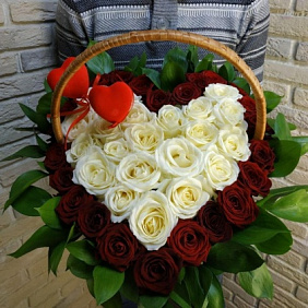 Букет цветов "Белое сердце"