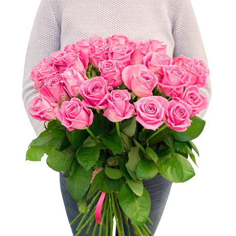 29 розовых роз 60 см - Фото 1