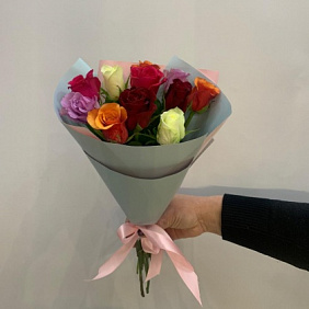Роза микс 11шт в упаковке