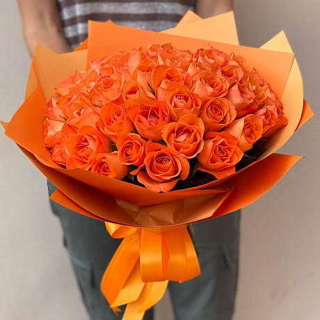 51 оранжевая роза кения - Фото 1