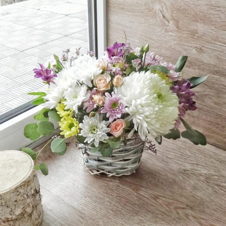 Корзинка цветов «Мисье» - Фото 1