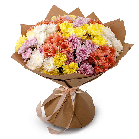 Букет из 19 кустовых хризантем №161 - Фото 1