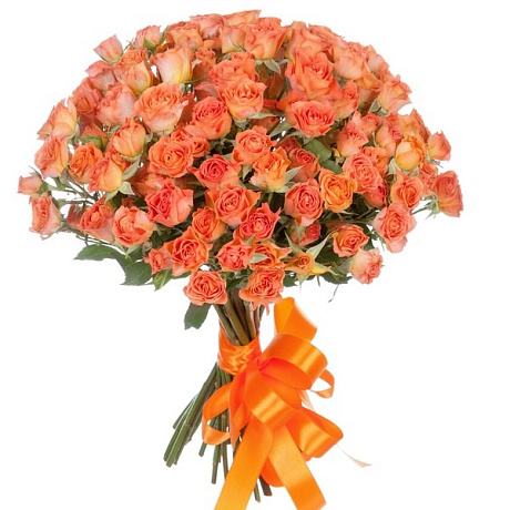 Букет из 19 кустовых оранжевых роз - Фото 1