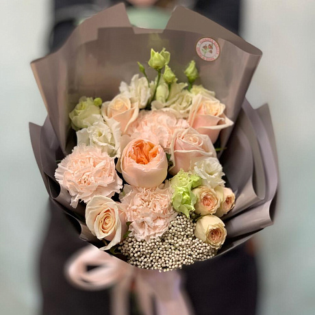 Букет «Персиковое наслаждение »с пионовидной розой Джульетта №2 - Фото 1