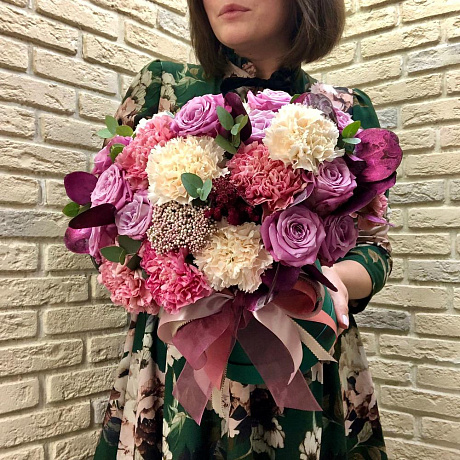 Авторский букет с диантусом - Фото 1