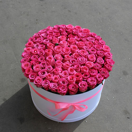 101 малиновая роза в коробке - Фото 1