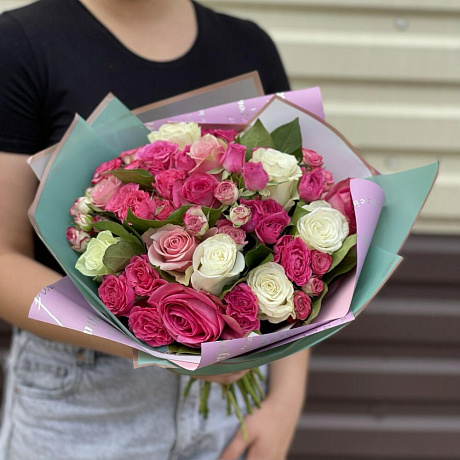 Букет цветов Розовое настроение №166 - Фото 1