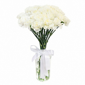 Букет из 35 белых гвоздик