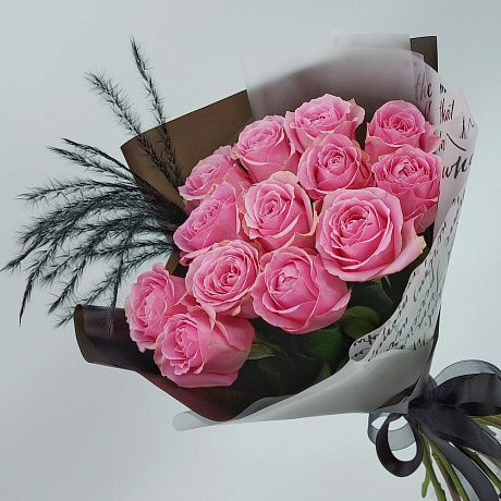 Букет Чертова дюжина розовых роз - Фото 1