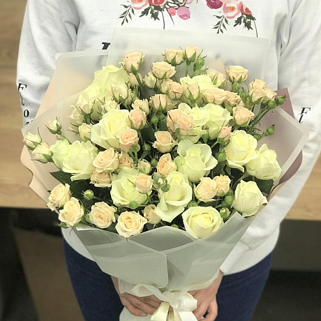 Кустовые розы. монобукет. N384 - Фото 1