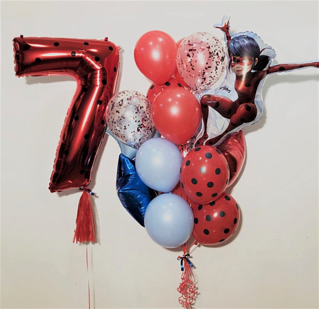 Композиция из шаров Леди Баг и Супер-кот - Фото 1