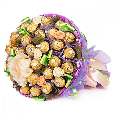 Букет из 31 конфеты Ферреро Роше и роз - Фото 1