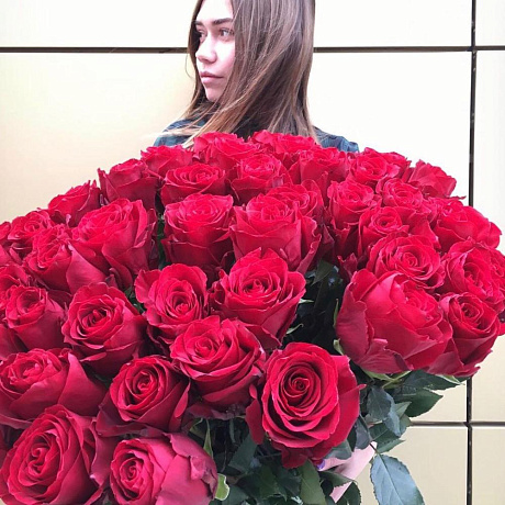 Большой букет из роз МОЯ КОРОЛЕВА - Фото 1