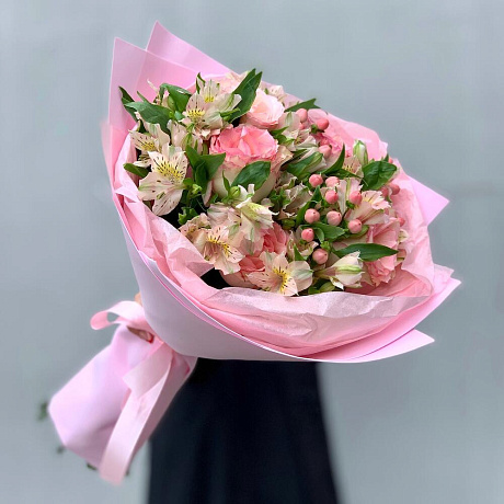 Букет цветов со вкусом S розовый - Фото 1
