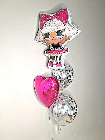 Композиция из шаров Куклы LOL c конфетти - Фото 1