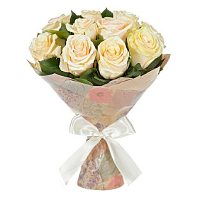 Букет из Кремовых Роз 11шт 60см.