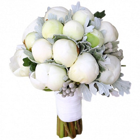 Зимний букет невесты из белых пионов