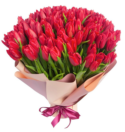Букет из 101 красного тюльпана - Фото 1