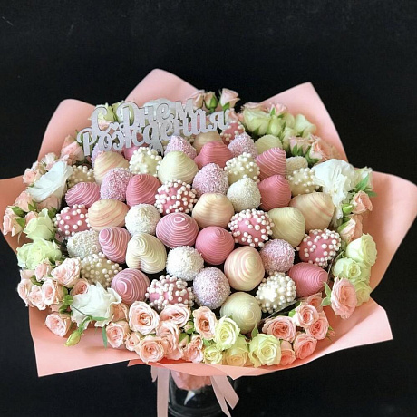 Букет цветов Клубничный коктейль - Фото 1