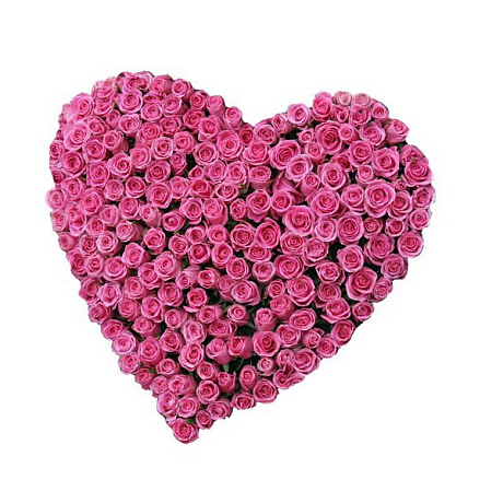 Букет из 201 розовой розы сердцем - Фото 1