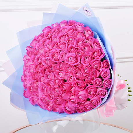 Букет из 101 розовой розы №165 - Фото 1